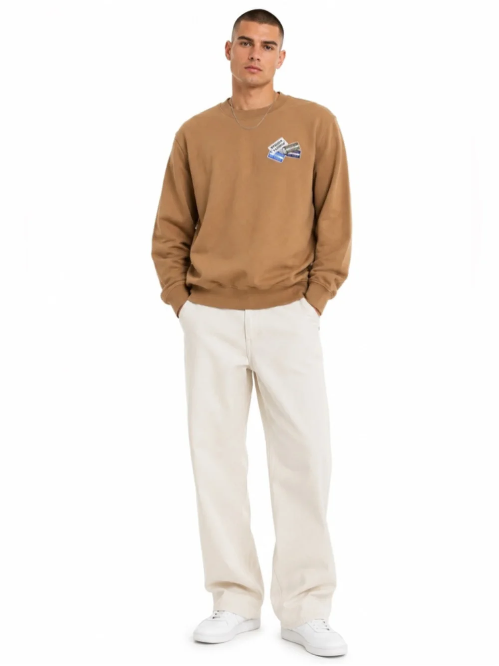 Lacoste Camel Graphic Logo Crewneck Sweatshirt Loose Fit lCotton Fleece Streetwe